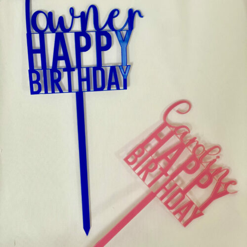 pink and blue acrylic cake toppers